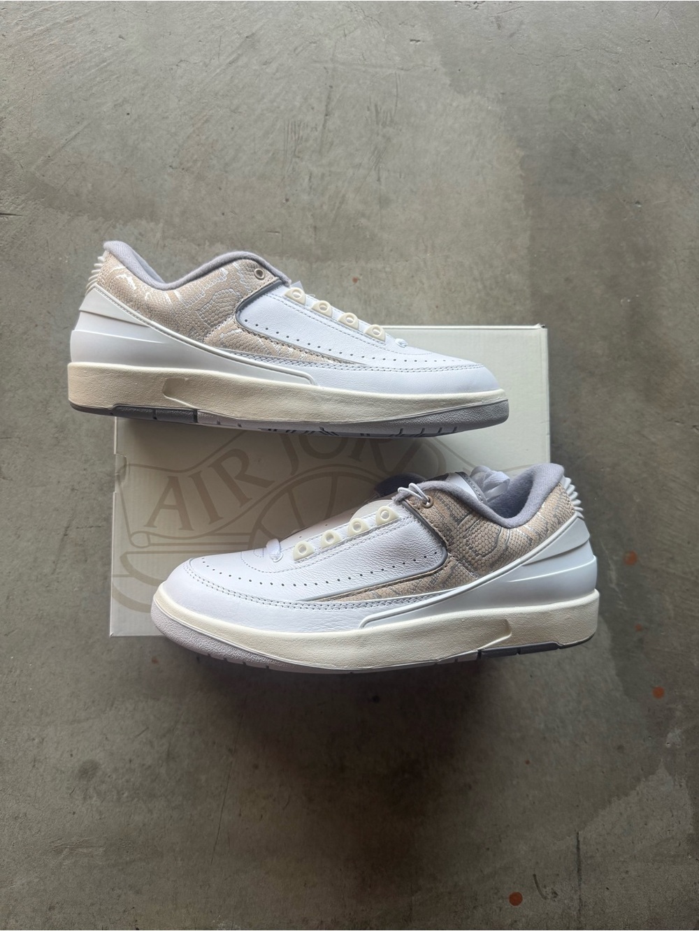 Air Jordan 2 Low Python White and Cream Leather Men's Sneakers